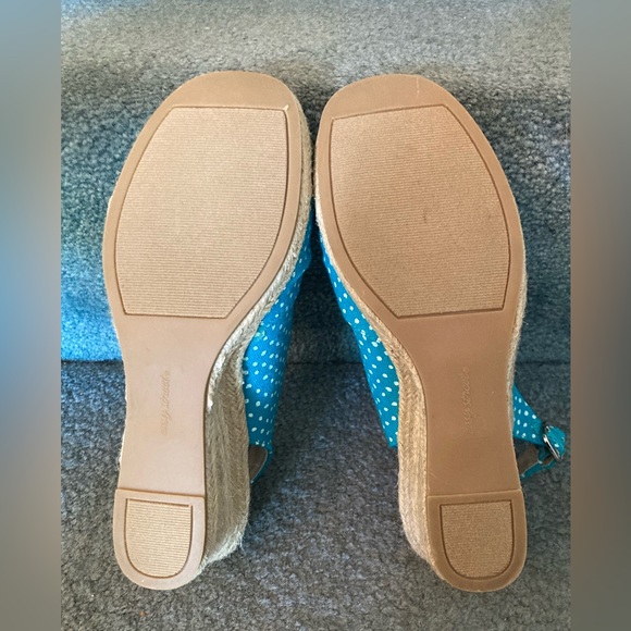 Easy Street RETRO Platform Espadrilles sz 7 TURQUOISE POLKA DOT like New FAB!!! - Picture 3 of 7